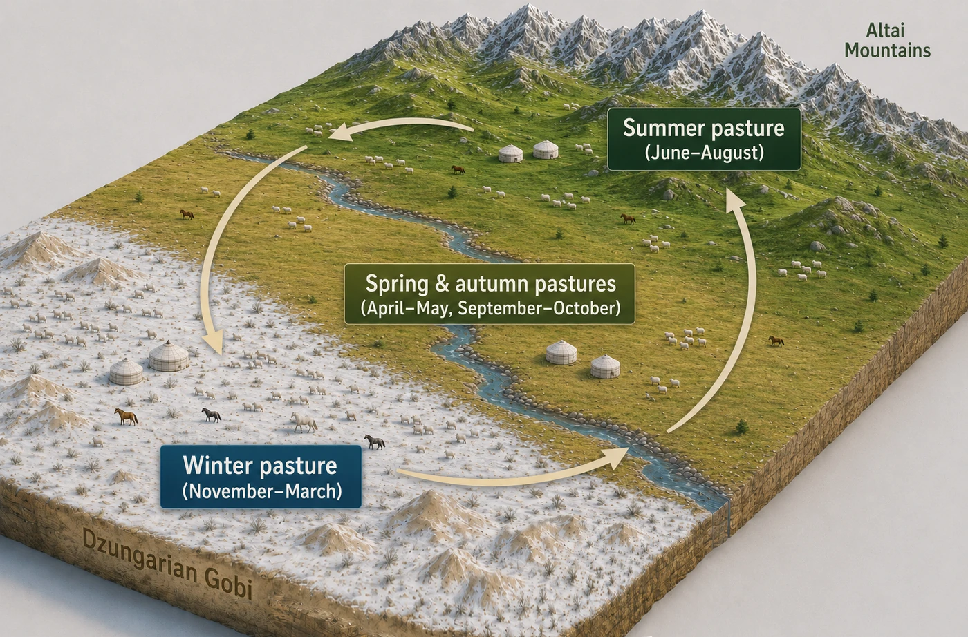 Transhumant pastoral landscape diagram